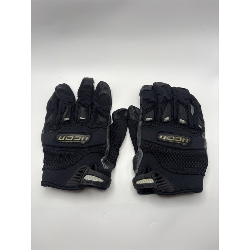 ICON Twenty Niner Black Leather Motorcycle Gloves Size 9 (Large) Mens Biker